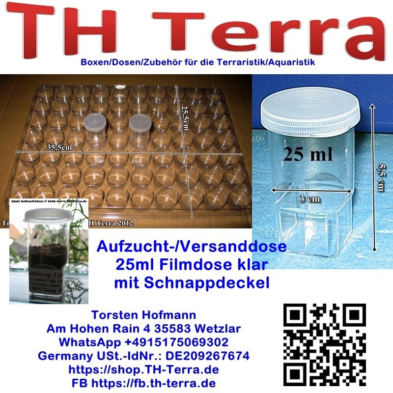 25ml Aufzucht-/ Versanddose klar Set 70+1